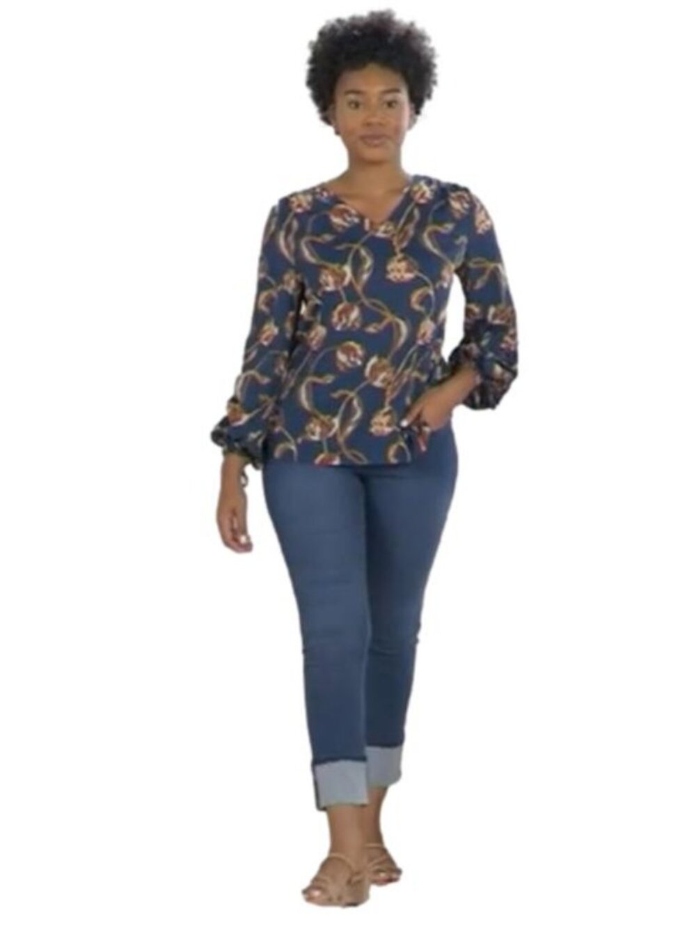 Belle by Kim Gravel TripleLuxe Mega Cuff Ankle Jean Rinse Wash Plus Petite 30